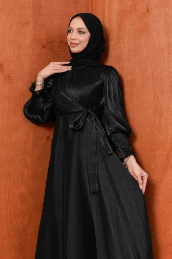 Siyah Yandan Bağlamalı Abiye