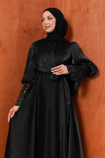 Siyah Yandan Bağlamalı Abiye