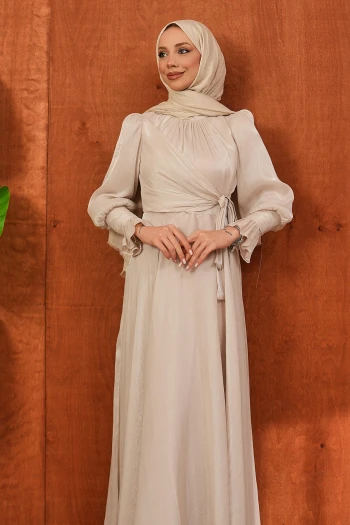 Taş Yan Bağlamalı Kol Detaylı Abiye