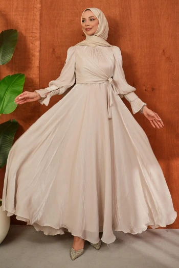 Taş Yan Bağlamalı Kol Detaylı Abiye