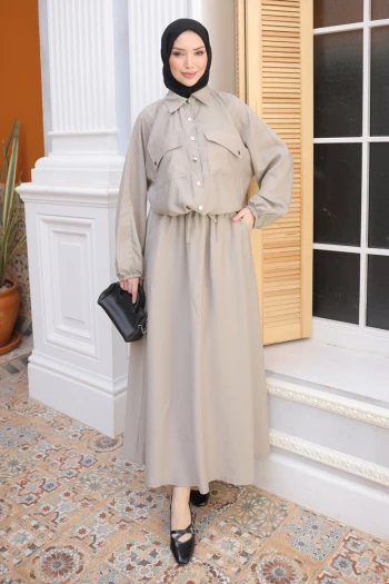 Taş Yarasa Kol Asimetrik Cepli Ceket Etekli Takım