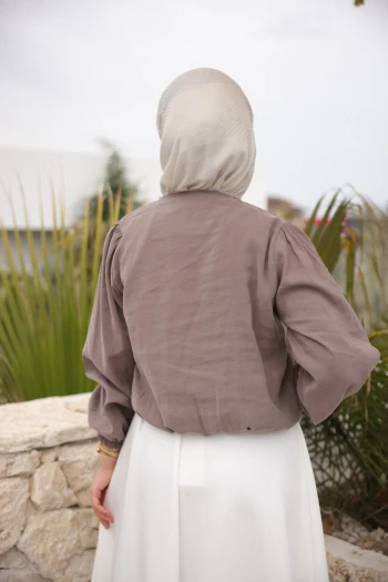 Vizon Kol Lastikli Bel Bağlamalı Gömlek