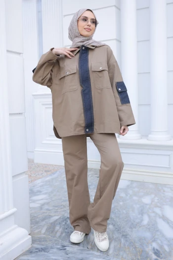Vizon Kot Garnili Ceket Pantolonlu Takım