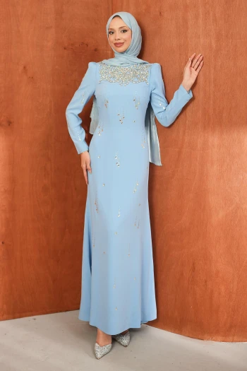 Bebe Mavi Taşlı Balık Model Abiye