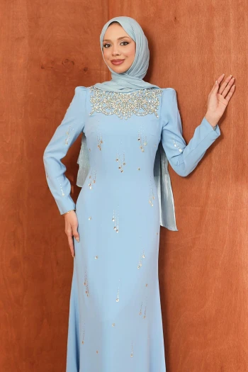 Bebe Mavi Taşlı Balık Model Abiye