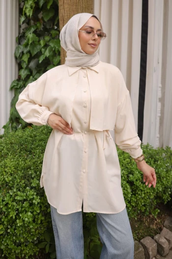 Bej Ön Detaylı  Linda Tunik