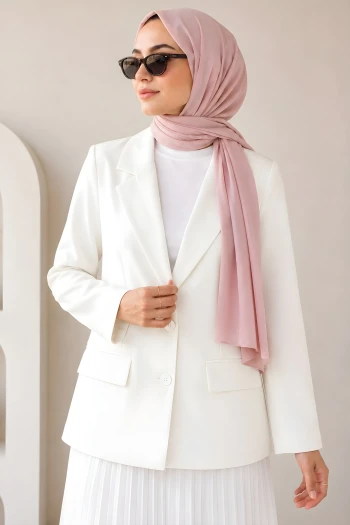 Beyaz Astarlı Blazer Dabıl Ceket