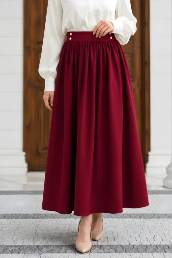 Bordo Cepli Dabıl Kloş Etek
