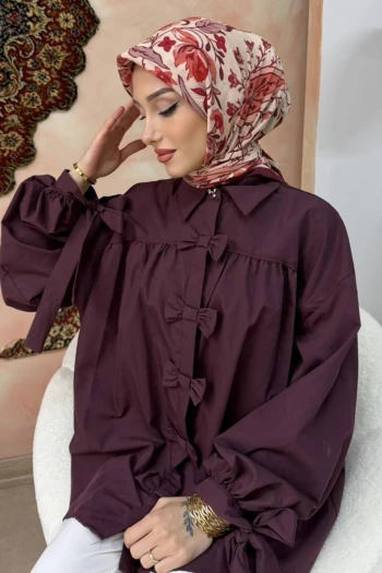 Bordo Desenli İpek Eşarp
