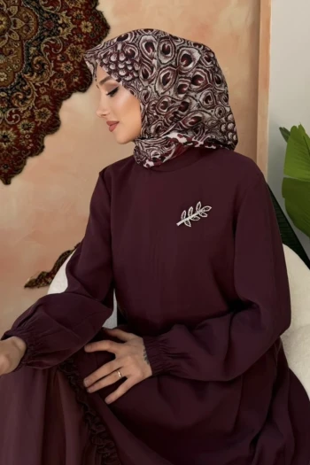 Bordo Desenli Soft Eşarp