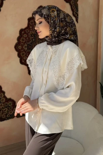 Kahverengi Desenli Soft Eşarp