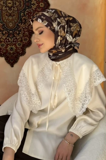 Kahverengi Desenli Soft Eşarp