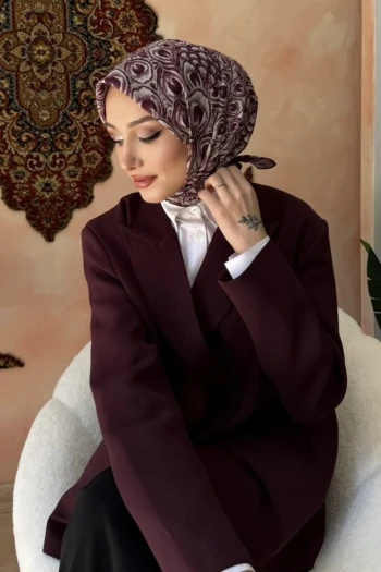 Mürdüm Desenli Soft Eşarp