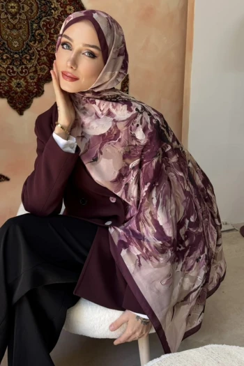 Mürdüm Desenli Soft Şal
