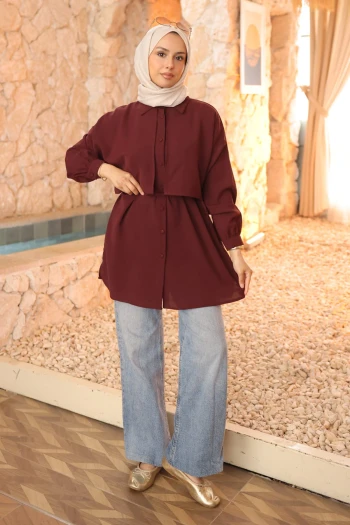 Mürdüm Ön Detaylı  Linda Tunik
