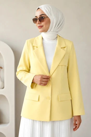 Sarı Astarlı Blazer Dabıl Ceket