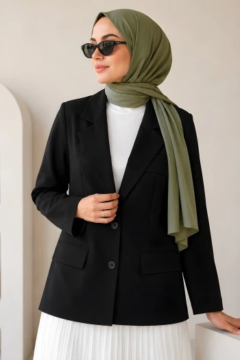 Siyah Astarlı Blazer Dabıl Ceket