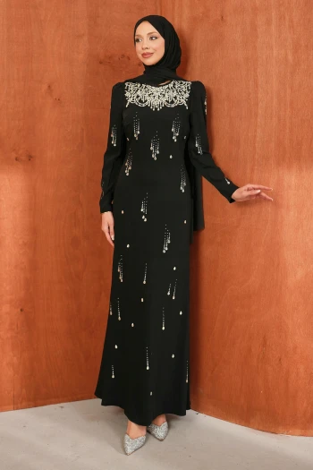 Siyah Taşlı Balık Model Abiye