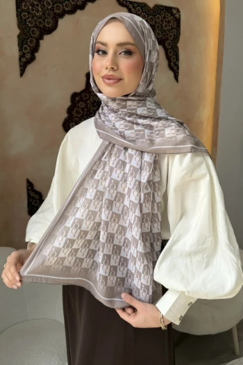 Taş Monogram Desenli Soft Şal