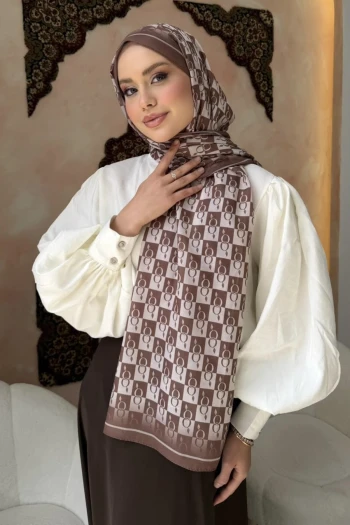Vizon Monogram Desenli Soft Şal