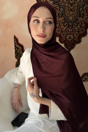 Bordo Abiye Safir İpek Şal