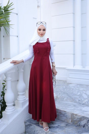 Bordo Fermuar Detaylı Gabardin Jile