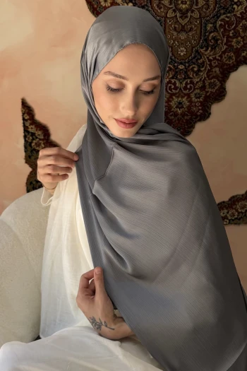 Füme Abiye Safir İpek Şal