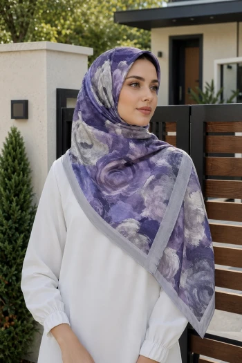 Lila Pamuklu Soft Şal