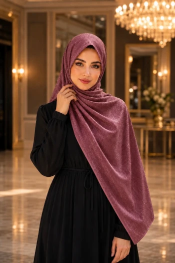 Mürdüm Kristal Abiye Şal