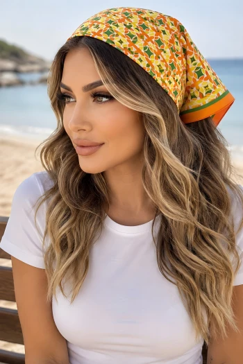 Oranj Dijital Desenli Bandana