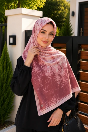 Pudra Desenli Pamuklu Şal