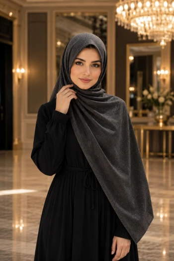 Siyah Kristal Abiye Şal