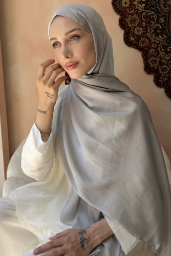Taş Abiye Safir İpek Şal