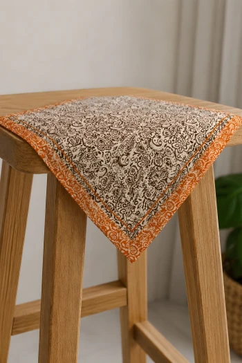 Turuncu Etnik Desenli Bandana