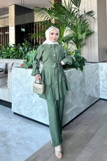 Yeşil Tunik Pantolonlu Takım