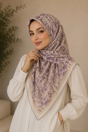 Bej Mor Pamuklu Soft Eşarp