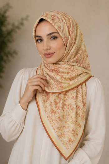 Sarı Pamuklu Soft Eşarp