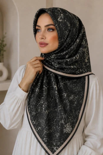 Siyah Vizon Kehribar Eşarp