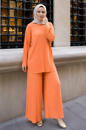 Yavruağzı Piliseli Sandy Tunik Pantolon Takım
