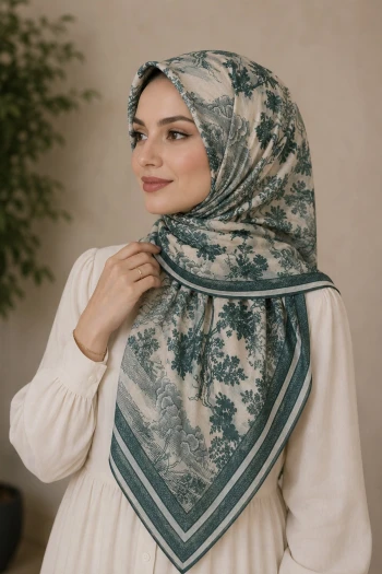 Yeşil Pamuklu Soft Eşarp
