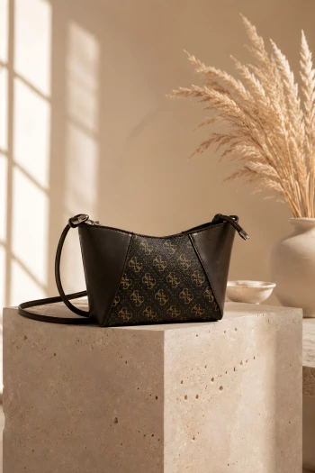 Acı Kahve Monogram Desenli Mini Omuz Çantası