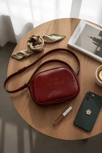 Bordo Fermuarlı Omuz Çantası
