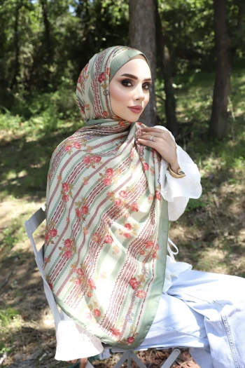 Haki Aqua Puantiyeli Soft Şal