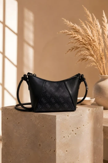 Lacivert Monogram Desenli Mini Omuz Çantası