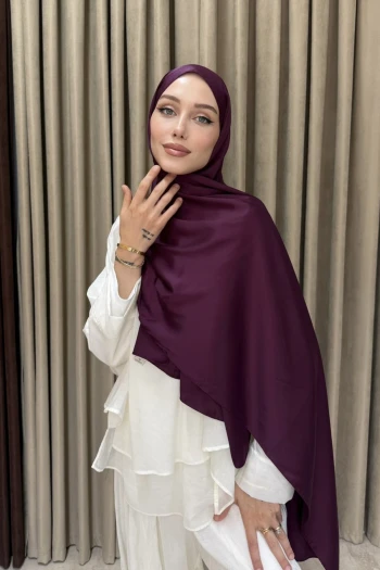 Mürdüm Abiye Kristal İpek Şal