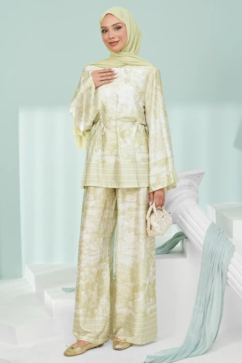 Olive Desenli Tunik Pantolonlu Takım