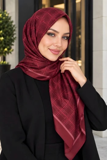 Bordo Desenli Soft Eşarp