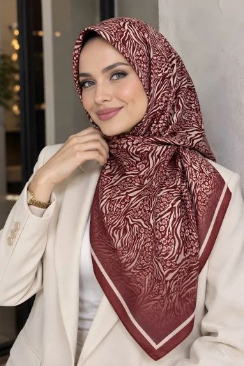 Bordo Desenli Soft Eşarp