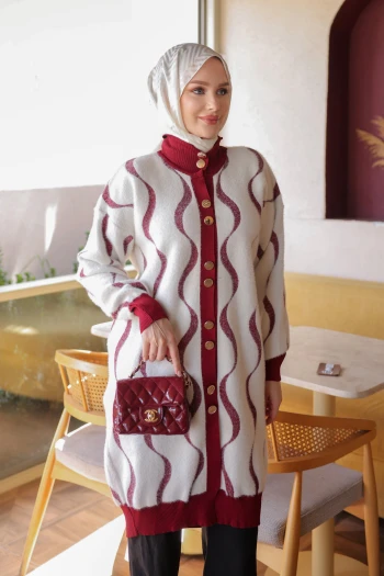 Bordo Düğmeli Angora Yumoş Triko Hırka