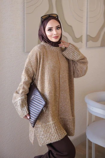 Gold Simli Sakal Salaş Triko Tunik